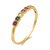 Brass Pave Colorful Cubic Zirconia Hinged Bangles for Women BJEW-S147-33G-A-1