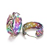 Ion Plating(IP) Rainbow Color Braided 304 Stainless Steel Hoop Earrings for Women STAS-A057-17MC-2