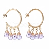 C-shape with Glass Beads Dangle Stud Earrings EJEW-JE04827-4