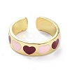 Heart Pattern Alloy Enamel Cuff Rings RJEW-Z008-16LG-D-1