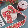 10 Yards Printed Polyester Imitation Linen Wrapping Ribbon OCOR-WH0078-45-6