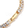 Brass Pave Clear Cubic Zirconia Flat Round Link Bracelets BJEW-B094-04G-3