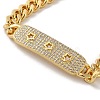 Brass Micro Pave Clear Cubic Zirconia Curved Rectangle with Hollow Star Cuban Link Chains Bracelets for Women BJEW-M322-03G-B-2