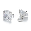 Brass Clear Cubic Zirconia Charms ZIRC-G170-11P-2