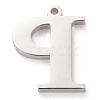 Tarnish Resistant 304 Stainless Steel Letter Pendant Rhinestone Settings STAS-J028-01P-2