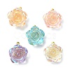 Mixed Color Resin Rose Pendants PALLOY-JF02109-01-1