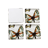 Butterfly Printed Glass Square Cabochons GGLA-N001-10mm-C-3