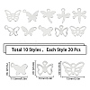 SUNNYCLUE 200Pcs 10 Styles 201 Stainless Steel Charms STAS-SC0002-87-2