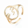 Brass Abstract Face Open Cuff Ring RJEW-T001-87G-3