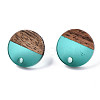 Transparent Resin & Walnut Wood Stud Earring Findings MAK-N032-007A-A01-2