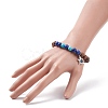 Natural Wenge Wood & Lapis Lazuli & Synthetic Turquoise Round Beaded Stretch Bracelet BJEW-JB08206-3