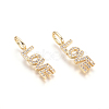 Brass Micro Pave Clear Cubic Zirconia Pendants X-ZIRC-L085-41G-1