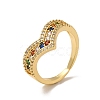 Colorful Cubic Zirconia Crown Open Cuff Ring RJEW-I092-14G-1