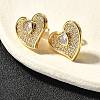 Rack Plating Brass Micro Pave Clear Cubic Zirconia Stud Earrings for Women EJEW-C125-04G-2