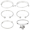 Olycraft 6Pcs 3 Styles 304 Stainless Steel Expandable Bangle Making STAS-OC0001-28-1