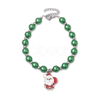 Christmas Theme Imitation Pearl Acrylic Bracelets for Women Girl BJEW-JB11173-1