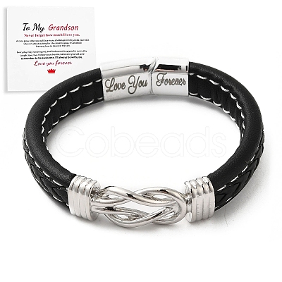 Word Love You Forever Stainless Steel Interlocking Knot Link Bracelet JB753A-1