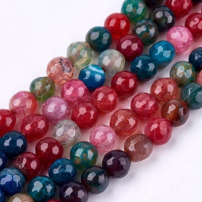 Natural Agate Round Beads Strand G-L084-6mm-16-1