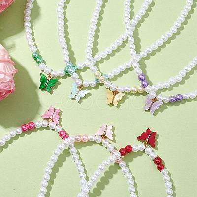 Glass Pearl Beads Necklaces NJEW-JN04726-1