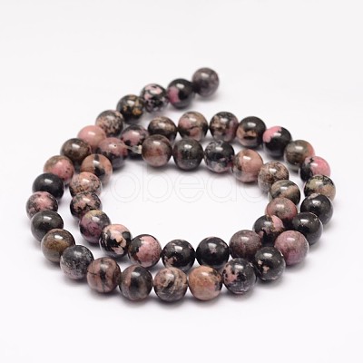 Natural Rhodonite Bead Strands G-K153-B42-8mm-1