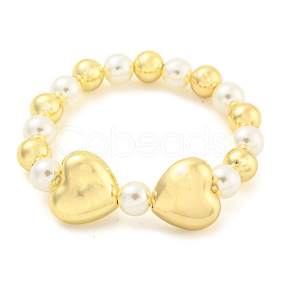 Rack Plating Brass & ABS Imitation Pearl Beaded Stretch Bracelets BJEW-P322-16G-1