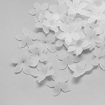 5-Petal Transparent Acrylic Bead Caps X-FACR-S015-SB518-1