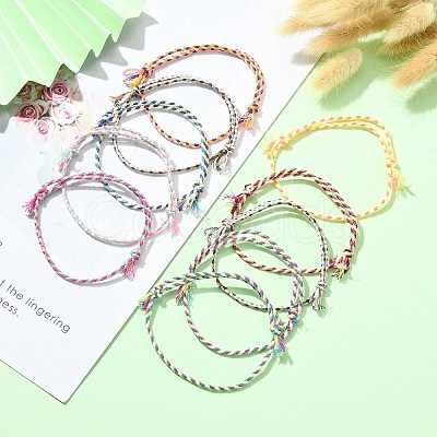 10Pcs 10 Colors Macrame Braided Cotton Cord Bracelets Set BJEW-FZ00009-1