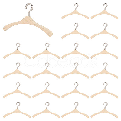 AHADEMAKER 30Pcs Miniature Wood Doll Clothes Hangers DOLL-GA0001-08-1