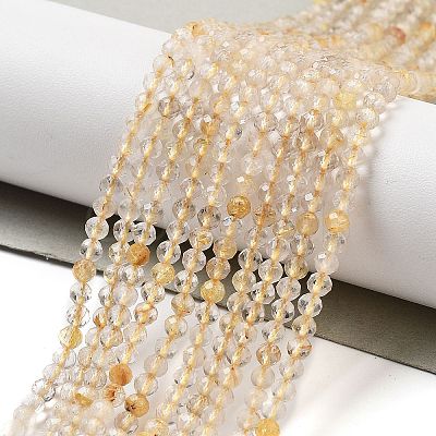 Natural Gold Rutilated Quartz Beads Strands G-G161-A17-05-1