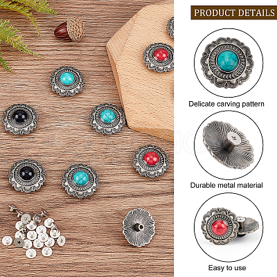 AHADERMAKER 24Sets 4 Colors Alloy Decorative Rivets FIND-GA0002-14-1