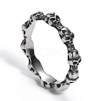 Skull Titanium Steel Rings for Men PW-WG56FBD-01-1