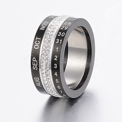 Rotatable 304 Stainless Steel Rings RJEW-P063-38B-1