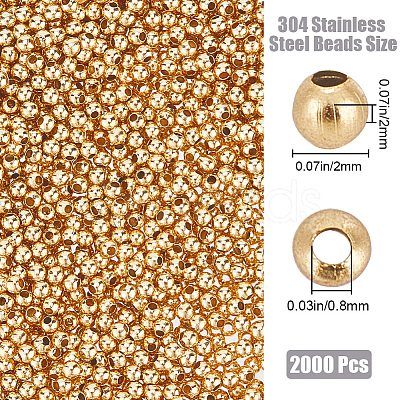 CREATCABIN 2000Pcs 304 Stainless Steel Beads STAS-CN0001-68-1