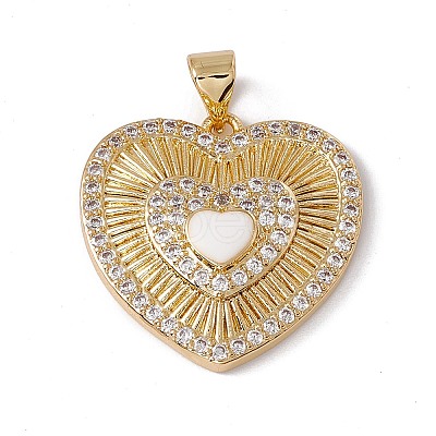 Brass Micro Pave Clear Cubic Zirconia Enamel Pendants KK-G439-59G-1