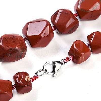 Natural Red Jasper Nuggets Beaded Necklaces for Women Men NJEW-K388-01L-1