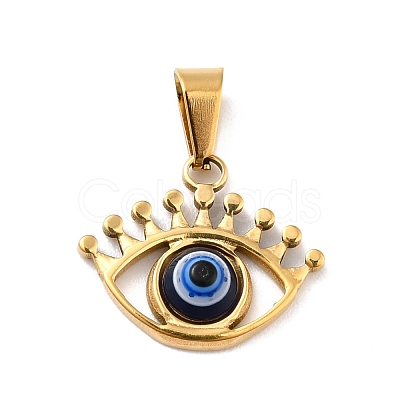 PVD Vacuum Plating Handmade Evil Eye Resin Pendants STAS-F277-24G-02-1