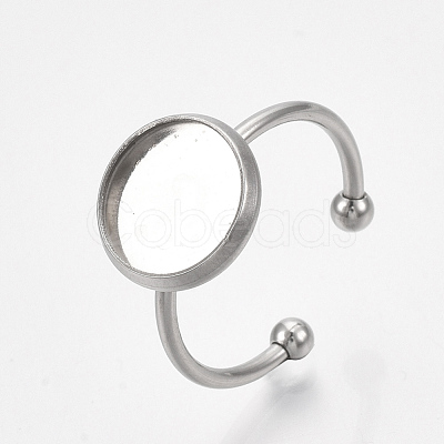 Tarnish Resistant 201 Stainless Steel Cuff Finger Rings Components STAS-T047-19B-1