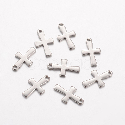 Tarnish Resistant 304 Stainless Steel Tiny Cross Charms STAS-G076-10P-1