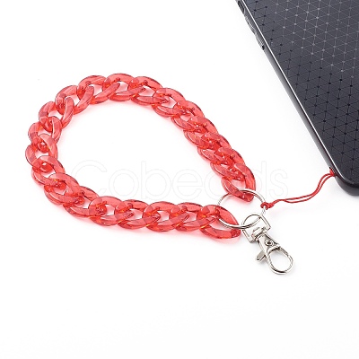 Transparent Acrylic Curb Chain Mobile Straps HJEW-JM00452-03-1