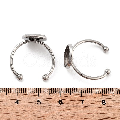 Tarnish Resistant 304 Stainless Steel Open Cuff Ring Components STAS-B072-09C-P-1