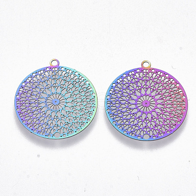 Ion Plating(IP) 201 Stainless Steel Filigree Pendants X-STAS-R102-12-1