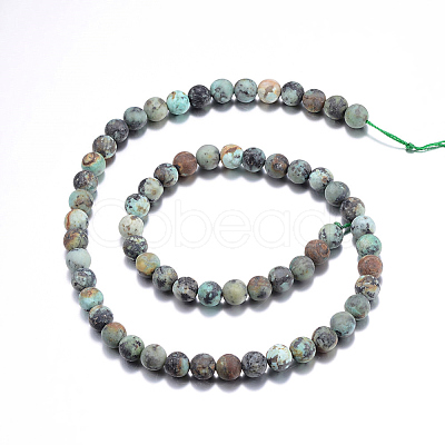 Frosted Natural African Turquoise(Jasper) Round Beads Strands X-G-D746-10mm-1