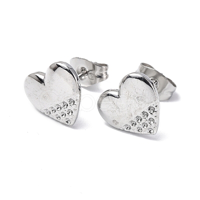 Non-Tarnish 304 Stainless Steel Heart Stud Earrings for Women EJEW-F300-07P-1