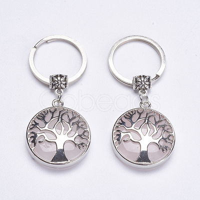 Natural Rose Quartz Keychain KEYC-G043-C04-1