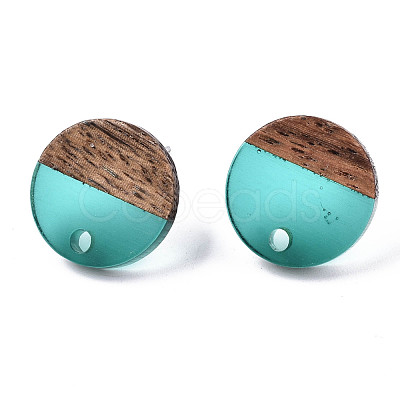 Transparent Resin & Walnut Wood Stud Earring Findings MAK-N032-007A-A01-1