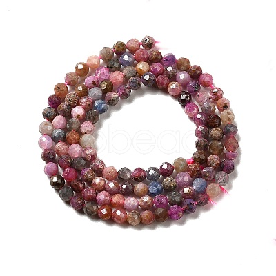 Natural Red Corundum/Ruby and Sapphire Beads Strands G-I341-10B-1