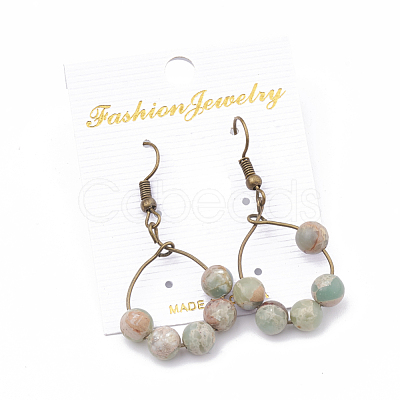 Natural Aqua Terra Jasper Dangle Earrings EJEW-S202-011B-1