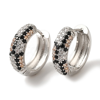 Rack Plating Brass Micro Pave Cubic Zirconia Hoop Earrings EJEW-B062-30P-01-1