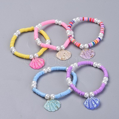 Handmade Polymer Clay Heishi Beads Kids Stretch Bracelets BJEW-JB04345-1