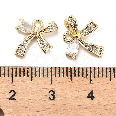 Brass Micro Pave Clear Cubic Zirconia Charms KK-C054-04G-1